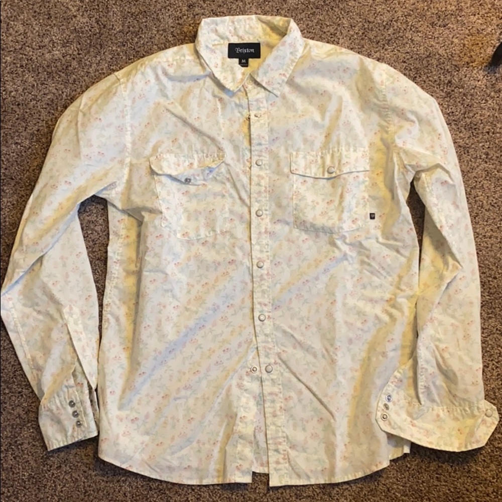 Brixton flower print button down, size M